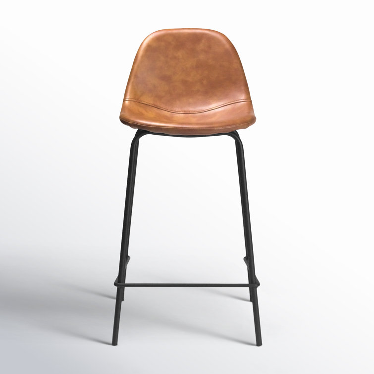 Kody 24" Black Metal Frame Counter Stool with Vegan Leather Seat