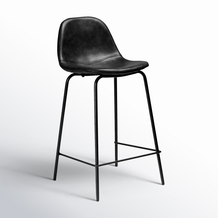 Maxine Vintage Black Metal Frame Vegan Leather Counter Stool