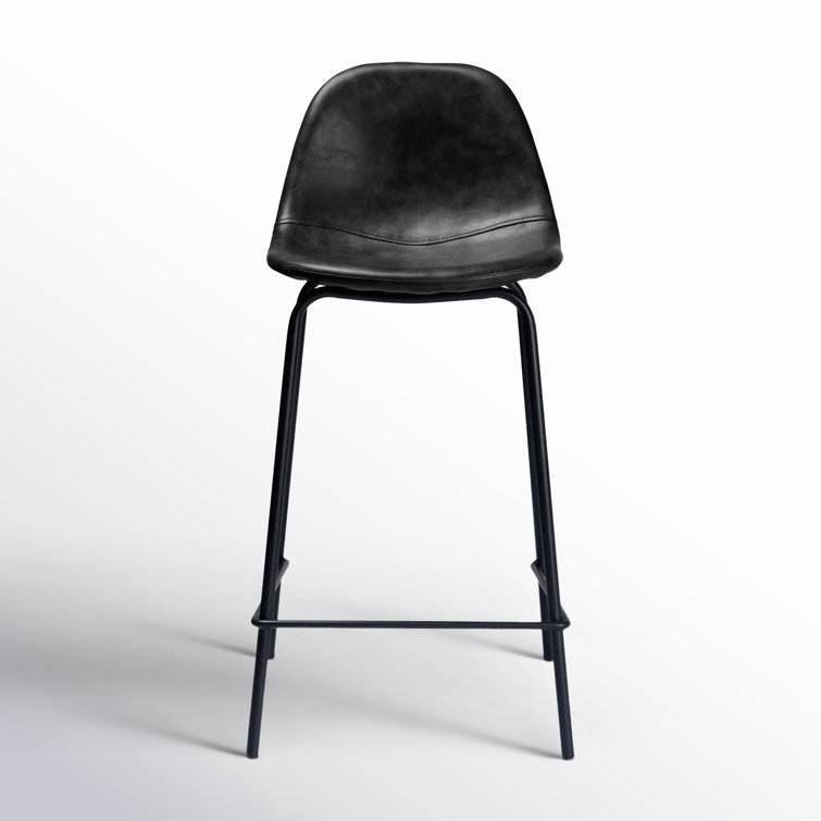 Maxine Vintage Black Metal Frame Vegan Leather Counter Stool