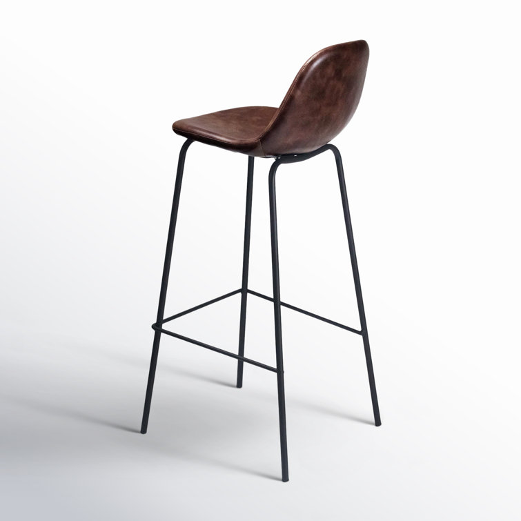 Maxine Modern Black Metal Frame Faux Leather Barstool Set