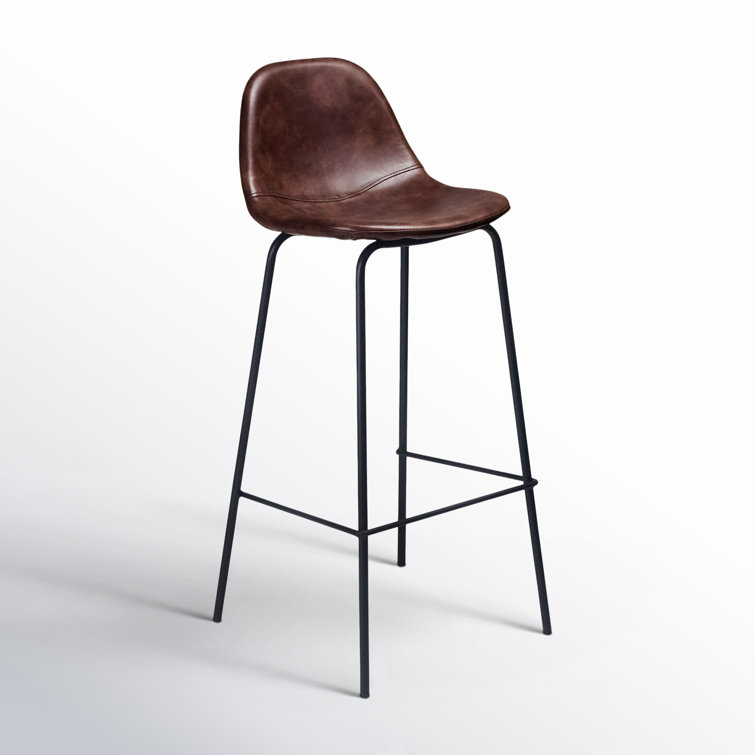Maxine Modern Black Metal Frame Faux Leather Barstool Set
