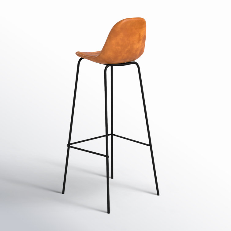 Maxine 30'' Black Matte Metal & Vegan Leather Barstool