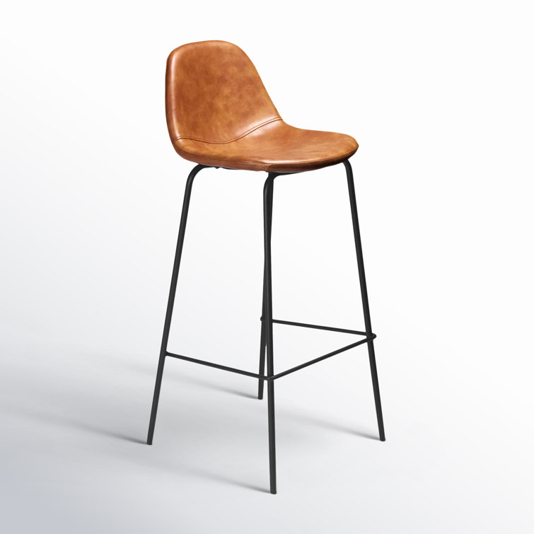 Maxine 30'' Black Matte Metal & Vegan Leather Barstool