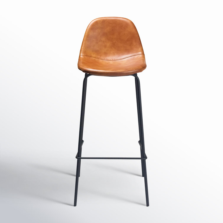 Maxine 30'' Black Matte Metal & Vegan Leather Barstool