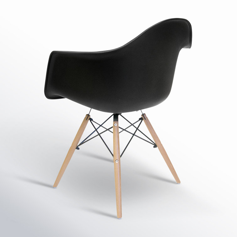Black and Natural Mid-Century Modern Arm Chair Set