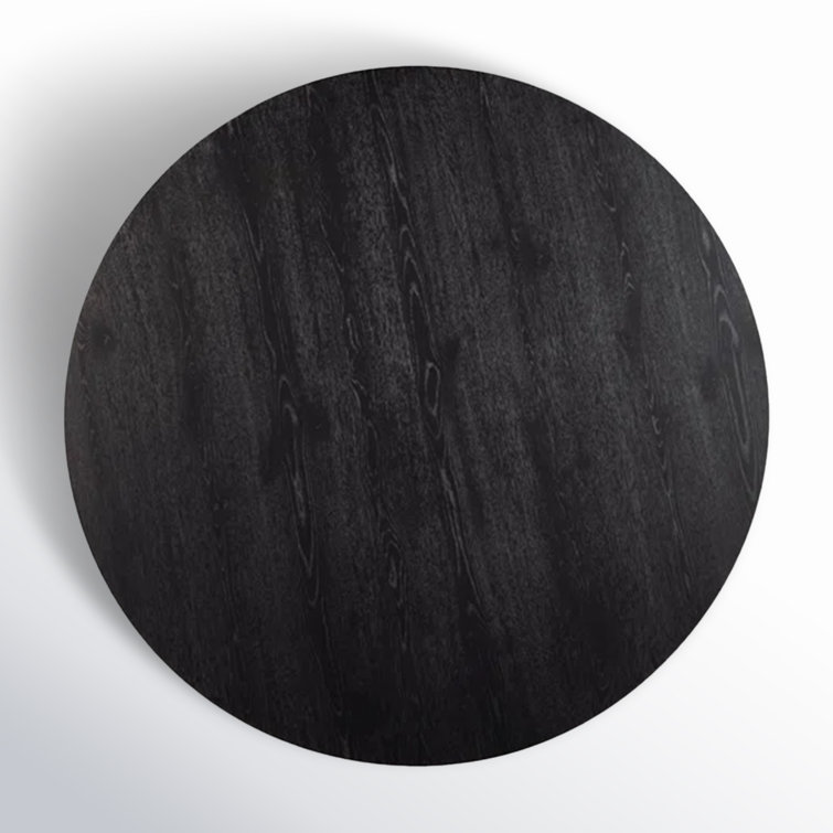 Vintage Black Round Pedestal Dining Table with Reclaimed Wood