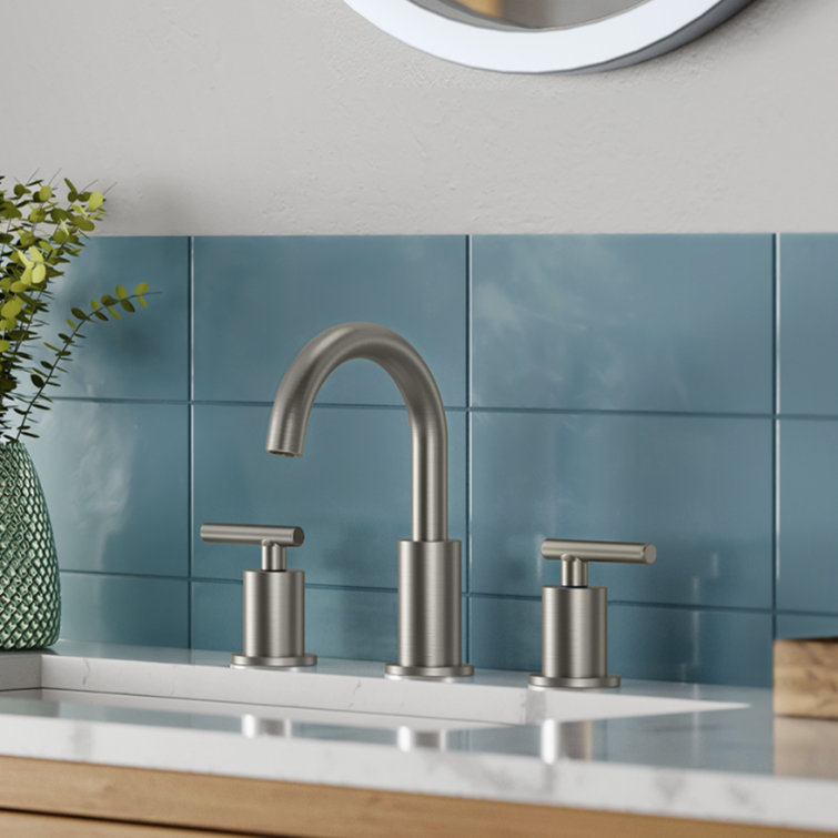 Brushed Nickel Widespread Bathroom Faucet with Drain Assembly