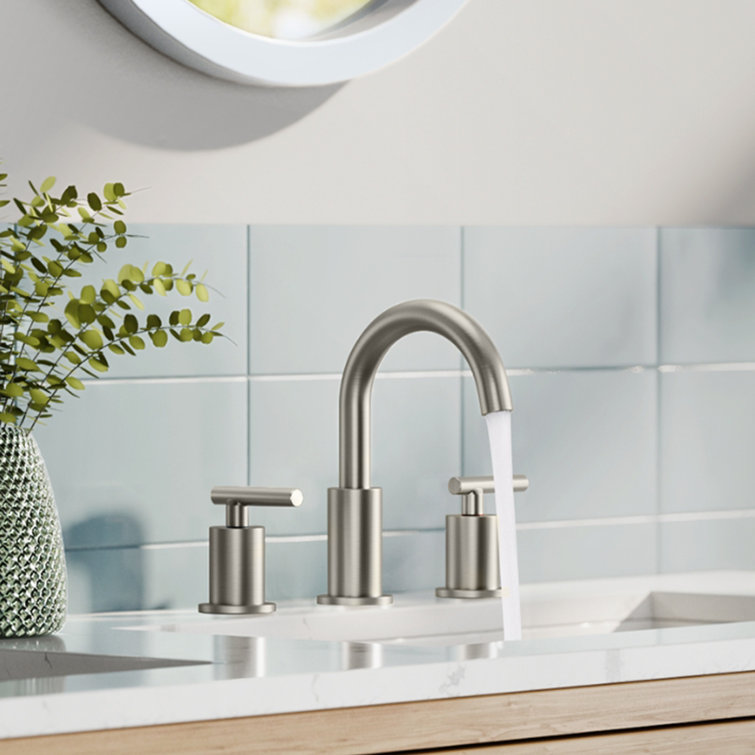 Brushed Nickel Widespread Bathroom Faucet with Drain Assembly