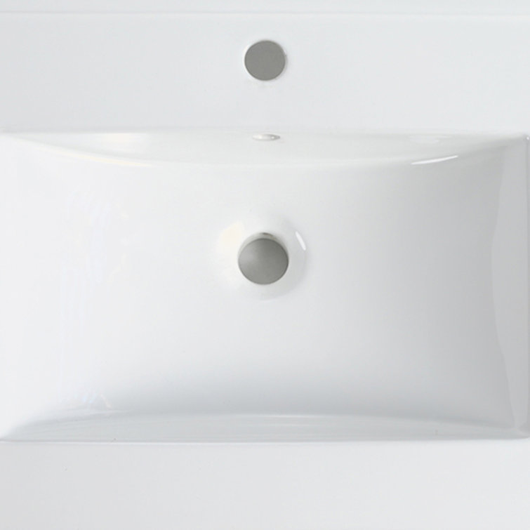 30 in. White Ceramic Rectangular Single Sink Bathroom Vanity Top