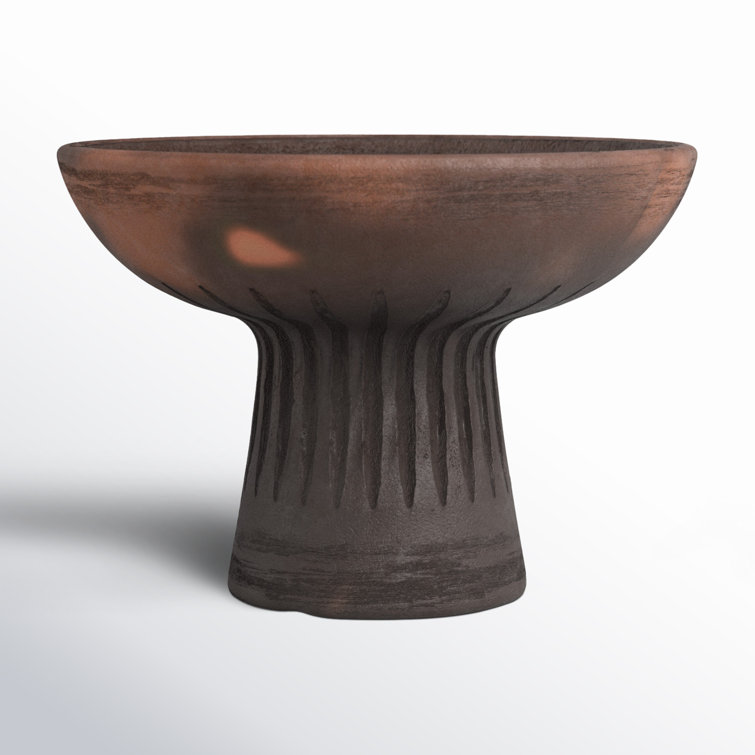 Handmade Terracotta Oval Decorative Bowl with Pedestal Base
