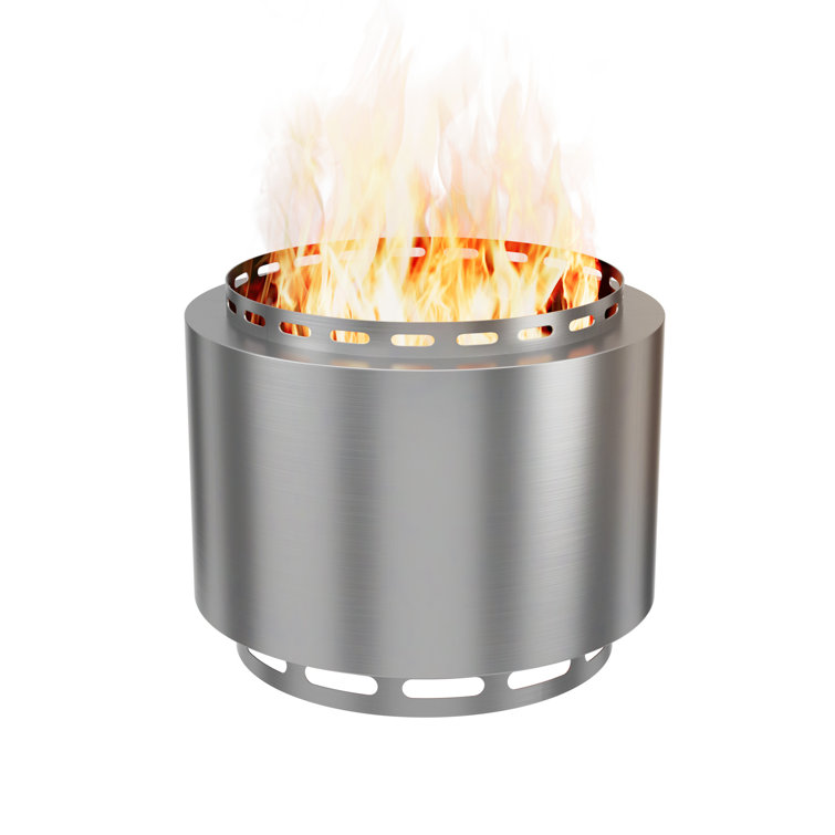 19" Stainless Steel Smokeless Fire Pit for Patio and Camping