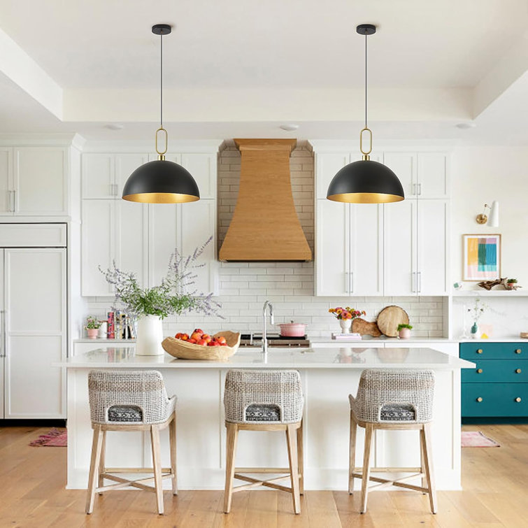 Vintage Black and Gold Dome Pendant Light for Kitchen Island