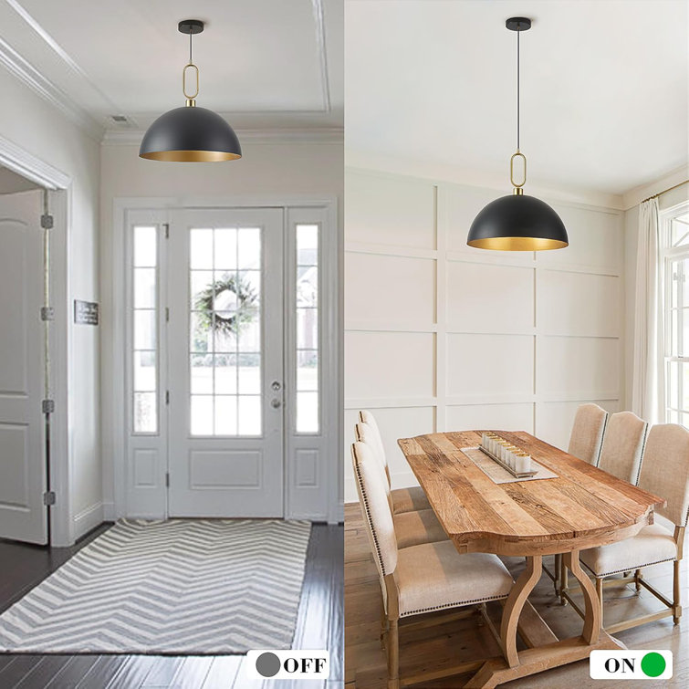 Vintage Black and Gold Dome Pendant Light for Kitchen Island