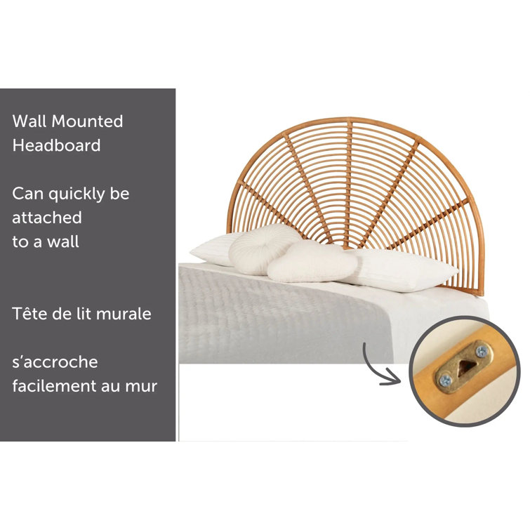 Natural Rattan Rainbow Wall-Mounted Full Headboard