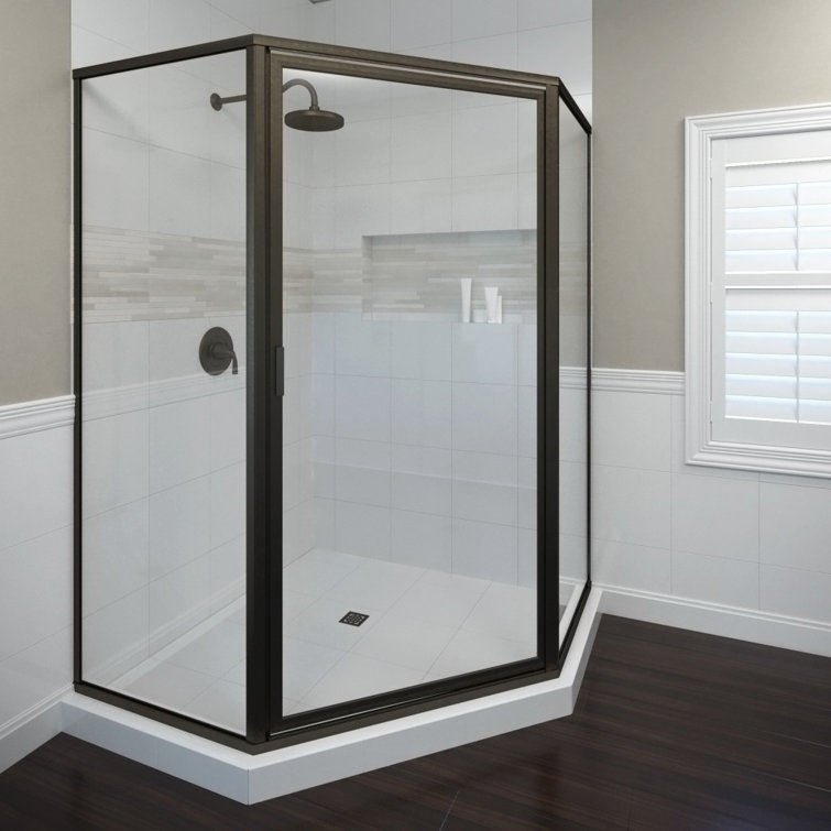 Deluxe Oil-Rubbed Bronze Framed Neo-Angle Shower Enclosure with Clear Glass