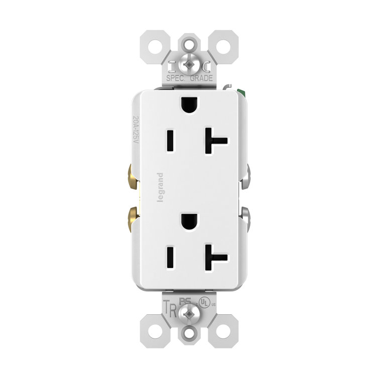 White Tamper Resistant Decorator Outlet with Wall Plate