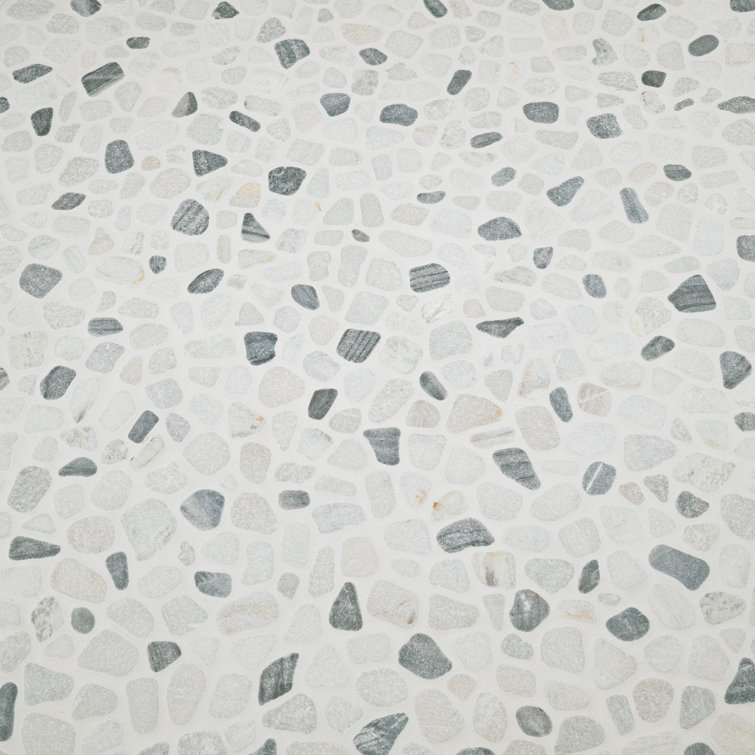 12" x 12" Black and White Marble Pebble Mosaic Tile