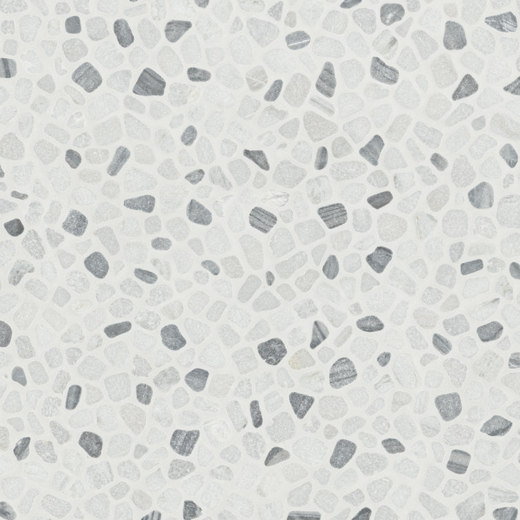 12" x 12" Black and White Marble Pebble Mosaic Tile
