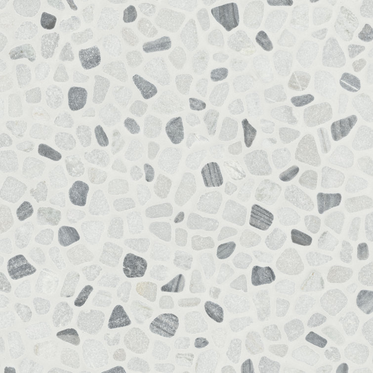 12" x 12" Black and White Marble Pebble Mosaic Tile