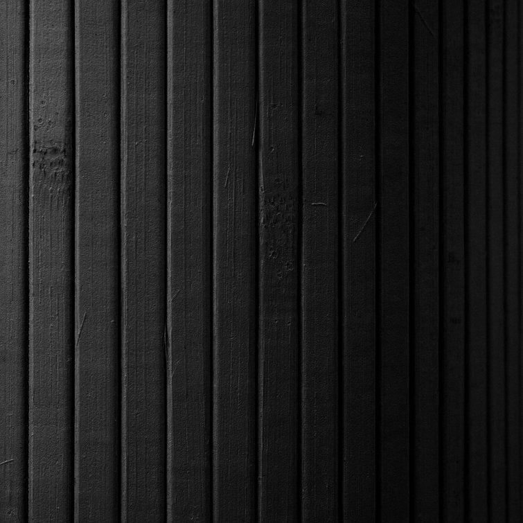Black Painted Bamboo Wave Room Divider, 72.25" H x 98" W