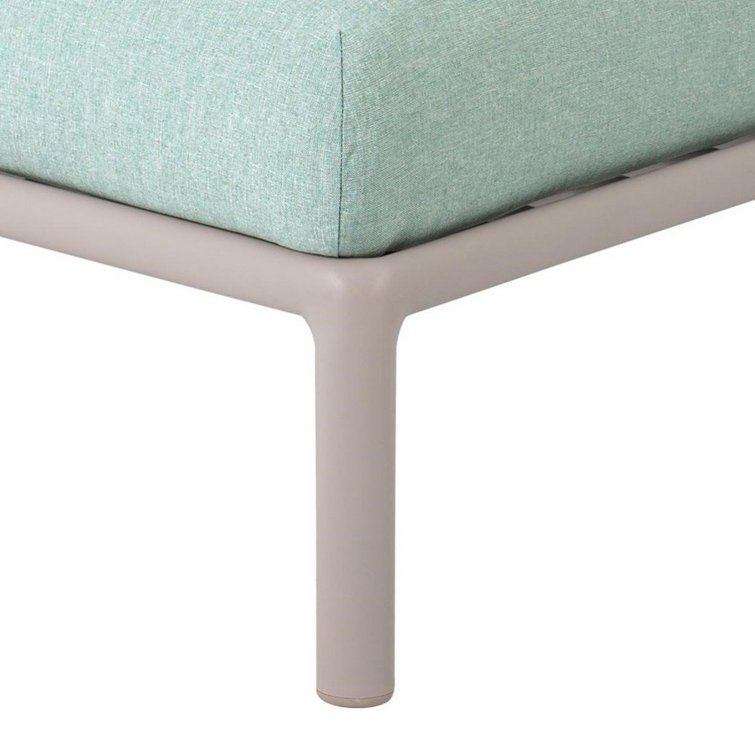 Laurel Inspired 31'' Gray Outdoor Ottoman with Seafoam Sunbrella Cushion
