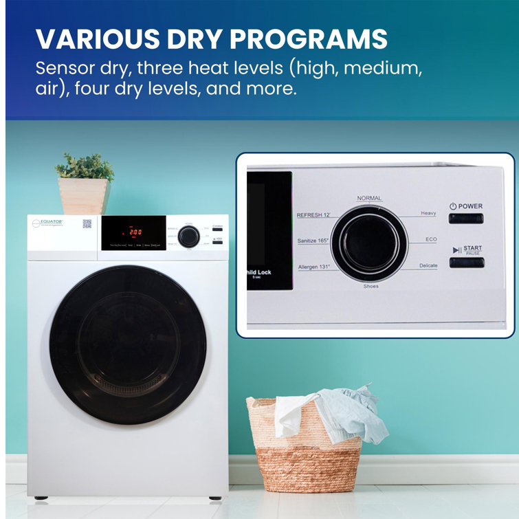 24" White Front-Load Vented Dryer with Moisture Sensing