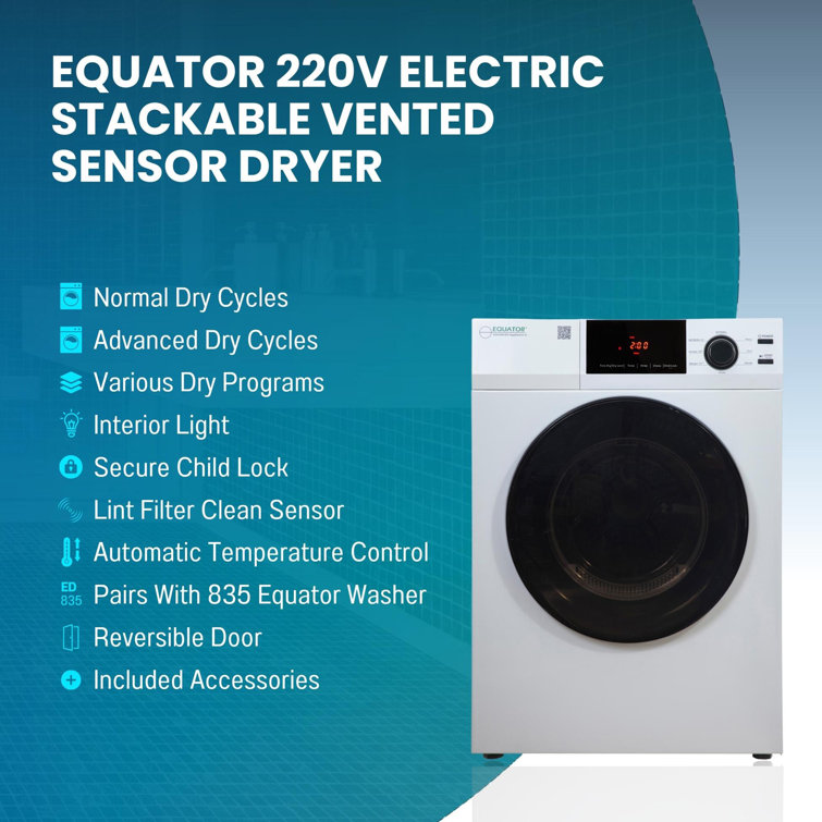 24" White Front-Load Vented Dryer with Moisture Sensing