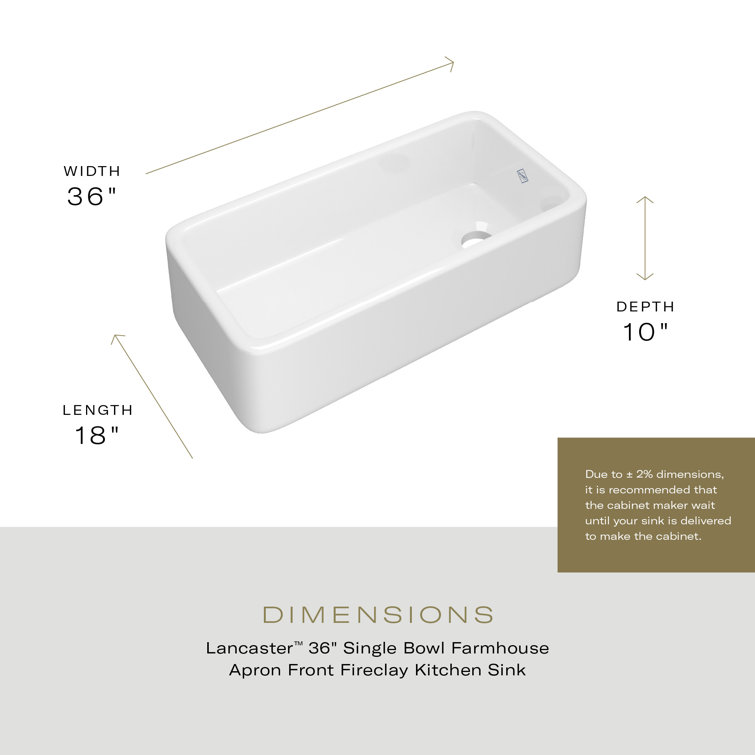 Lancaster 36" White Fireclay Farmhouse Apron Sink