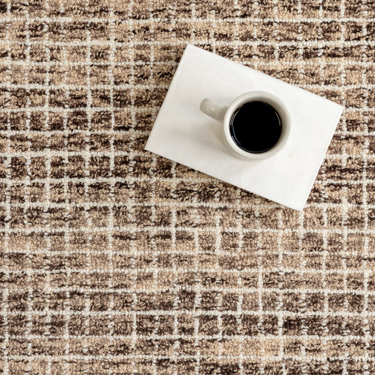 Hand-Tufted Brown Wool Checkered Runner Rug 2'6" x 8'