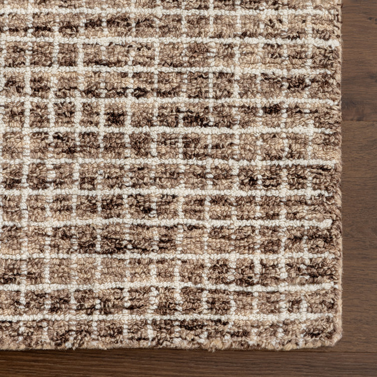 Hand-Tufted Brown Wool Checkered Runner Rug 2'6" x 8'