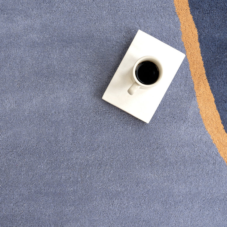 Handmade Blue and Green Abstract Wool Area Rug 8' x 10'
