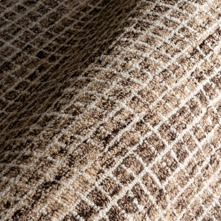 Hand-Tufted Brown Wool Checkered Runner Rug 2'6" x 8'