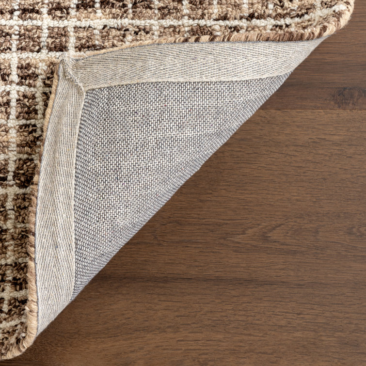 Hand-Tufted Brown Wool Checkered Runner Rug 2'6" x 8'