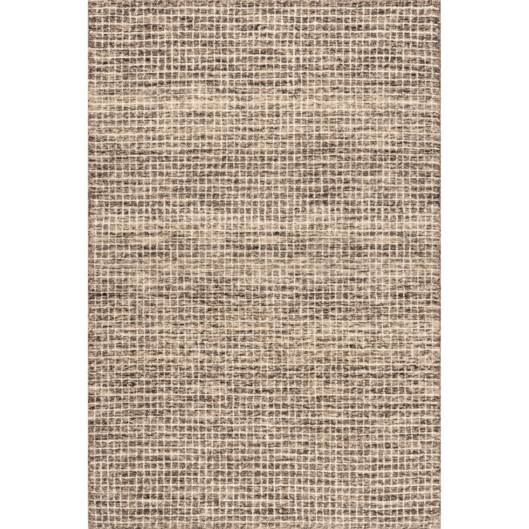Melrose Checked Brown Hand-Tufted Wool Area Rug