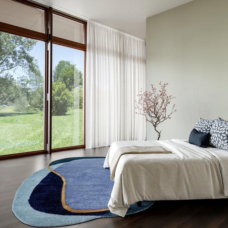 Blue Abstract Handmade Tufted Wool 8' x 10' Rug