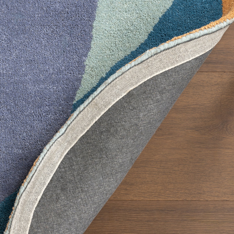 Handmade Blue and Green Abstract Wool Area Rug 8' x 10'
