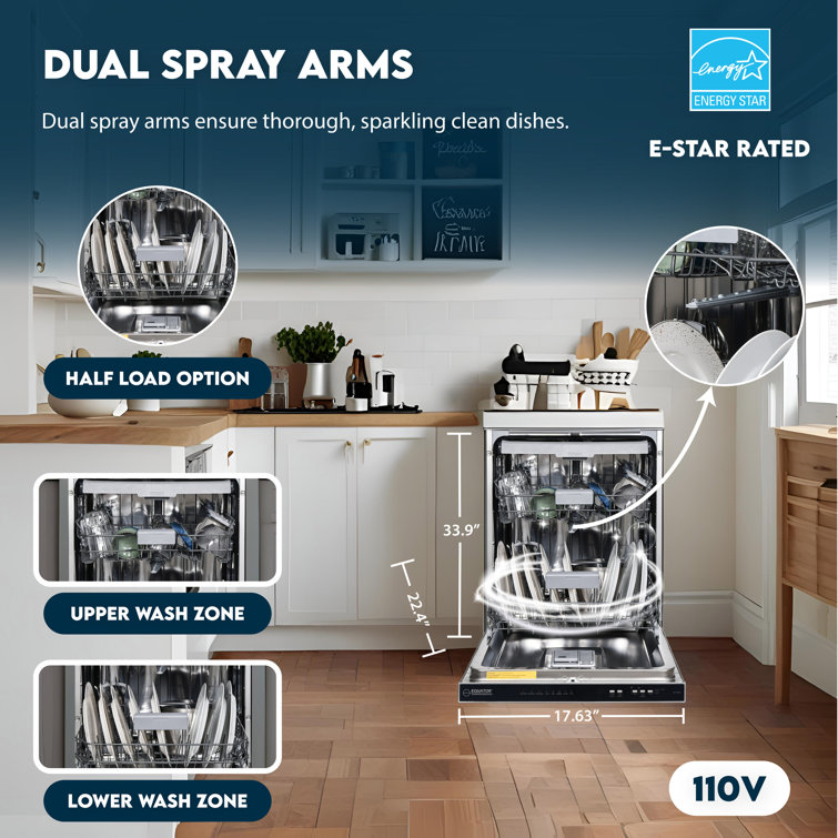 24" Stainless Steel Top Control Built-In Dishwasher with Third Rack