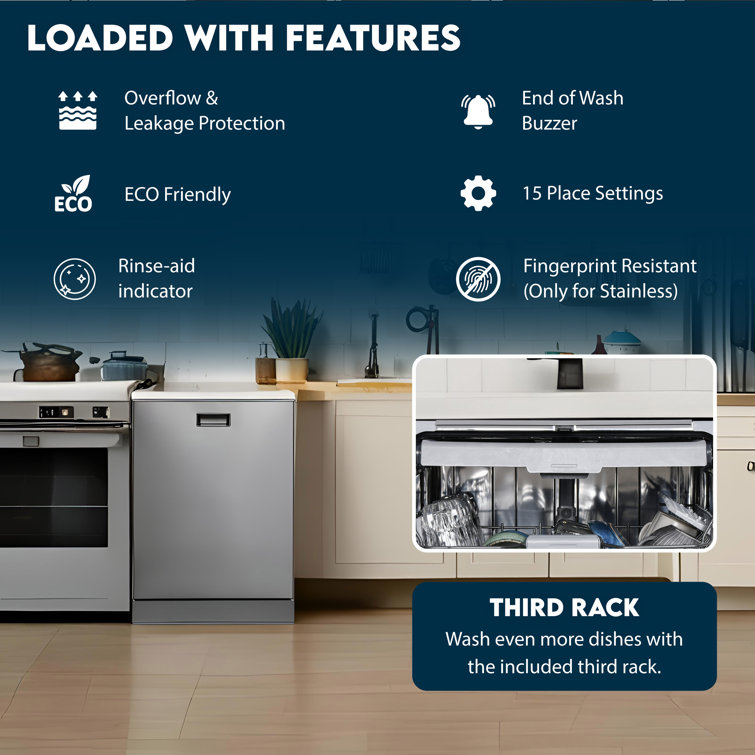 24" Stainless Steel Top Control Built-In Dishwasher with Third Rack