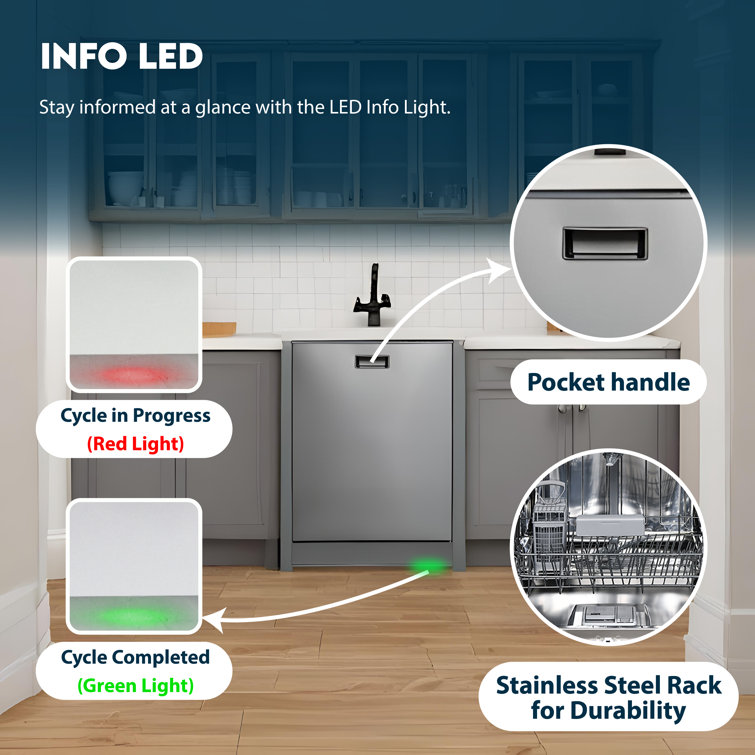 24" Stainless Steel Top Control Built-In Dishwasher with Third Rack