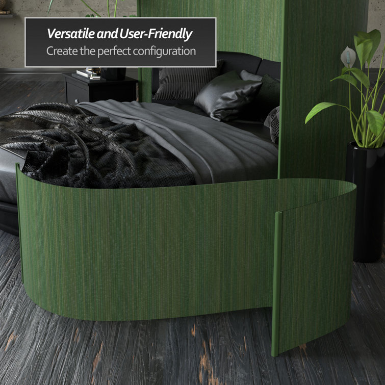 Sage Green Painted Bamboo Wave Room Divider, 24" x 98"