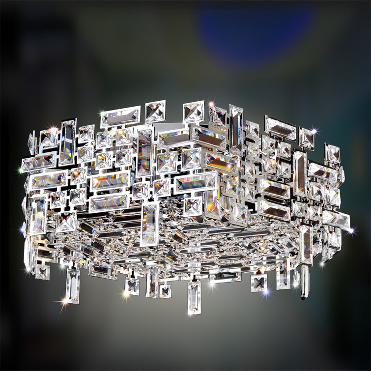 24-Inch Polished Chrome Crystal Flush Mount Light