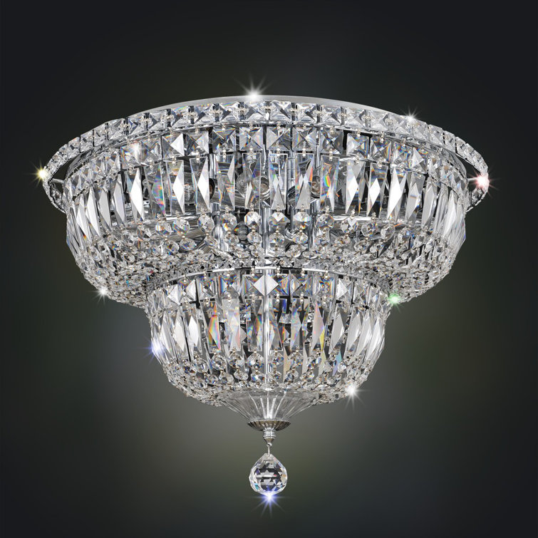 Betti Crystal Bowl Chrome 12-Light Incandescent Flush Mount