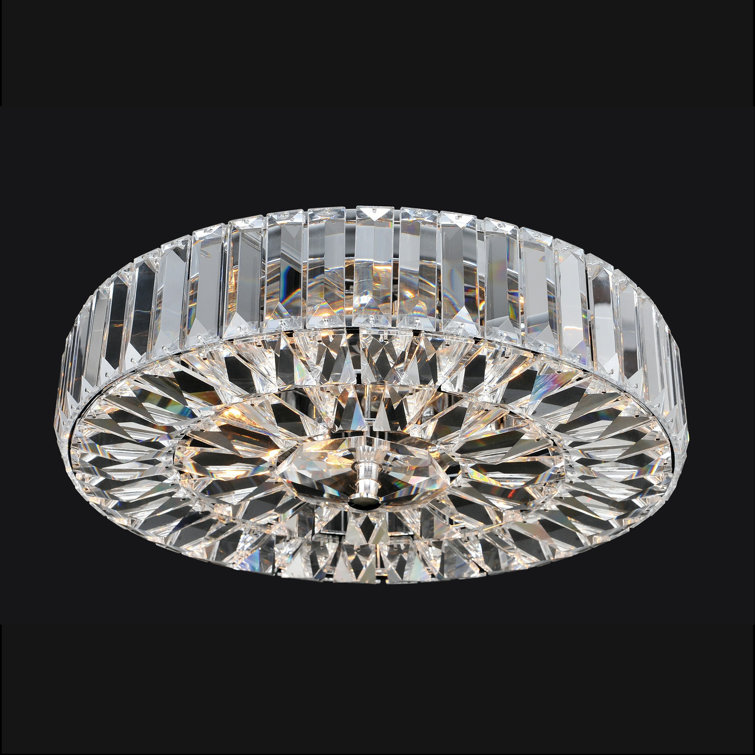 Julien 16" Chrome Crystal Drum Flush Mount Light