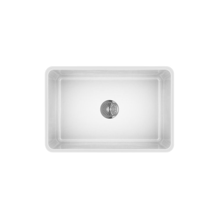 27'' White Fireclay Farmhouse Single Bowl Kitchen Sink
