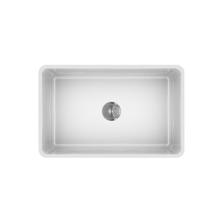 30'' White Fireclay Farmhouse Single Bowl Kitchen Sink
