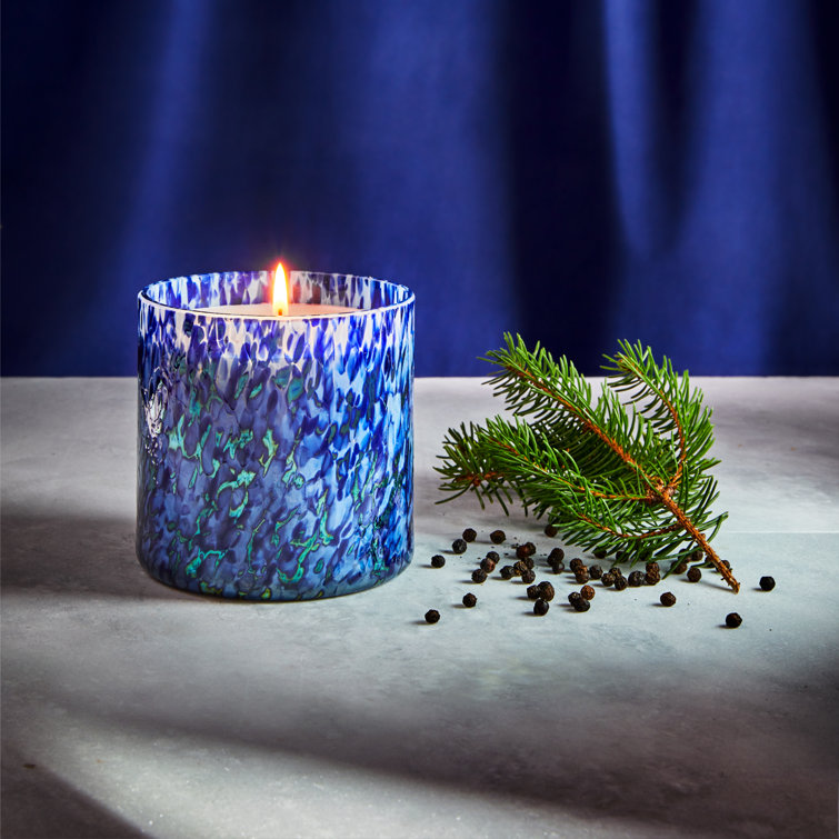 15.5oz Blue Soy Scented Candle with Amber and Lavender