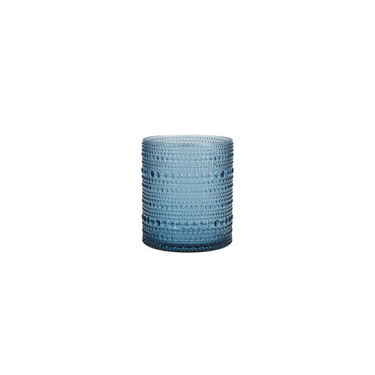 Cornflower Blue Acrylic Beaded Outdoor Double Old Fashioned Glasses, 10.5 Ounce, Set of 4
