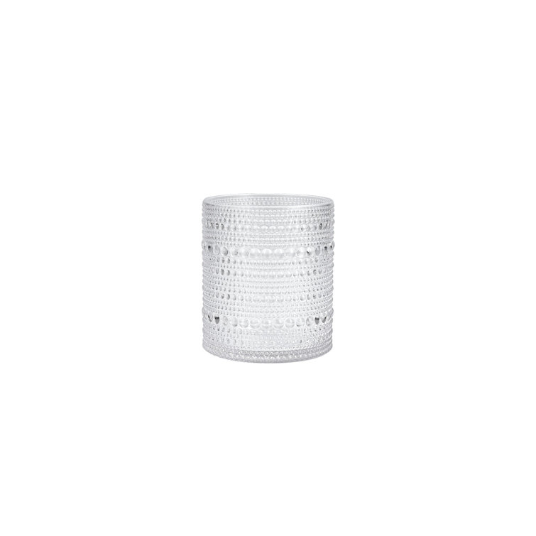 Clear Acrylic Beaded Double Old Fashioned Glasses, 10.5 Ounce, Set of 4