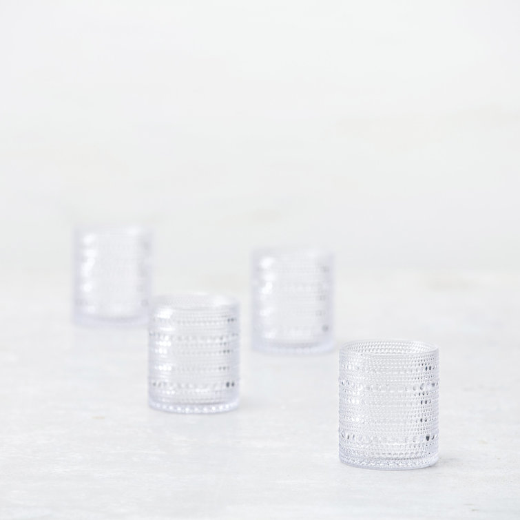 Clear Acrylic Beaded Double Old Fashioned Glasses, 10.5 Ounce, Set of 4