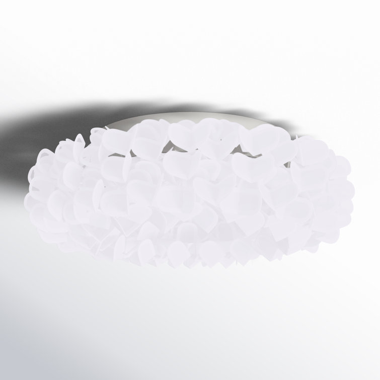 Fluffy Petal LED Flush Mount in Brushed Nickel with White Cloth Petals